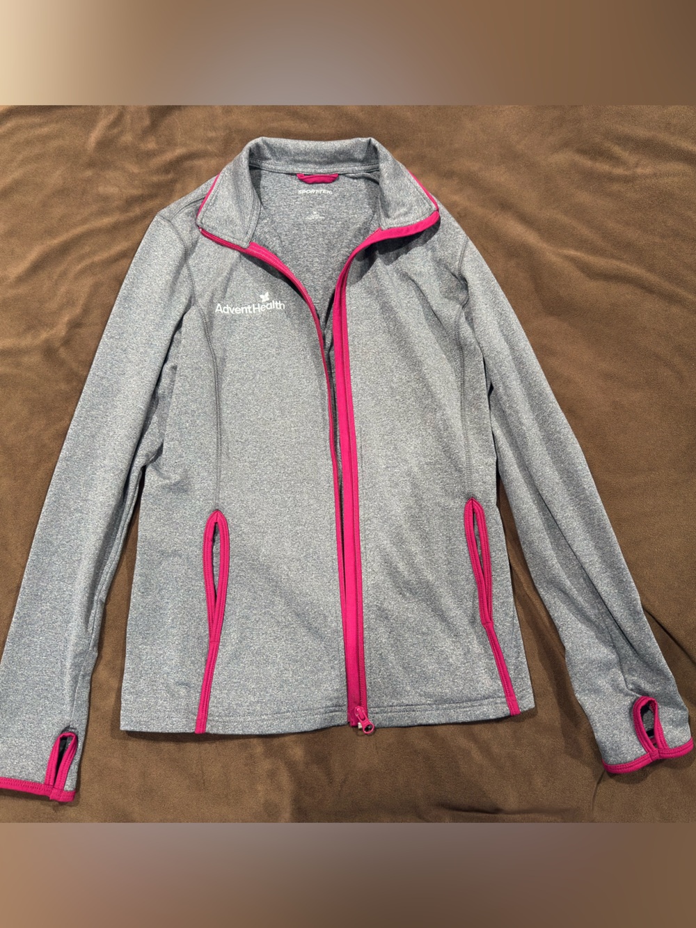 AdventHealth Heather Gray Lightweight Jacket with Pink Trim